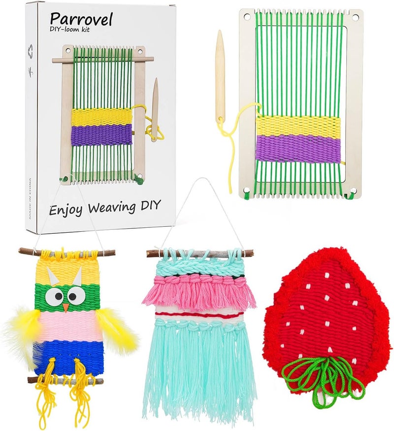 Parrovel Weaving Loom for Kids/Child Includes 3 Yarn Craft Kits with Detailed Instructions for Easy Weaving Suitable for Children Aged 6+ - Image 1